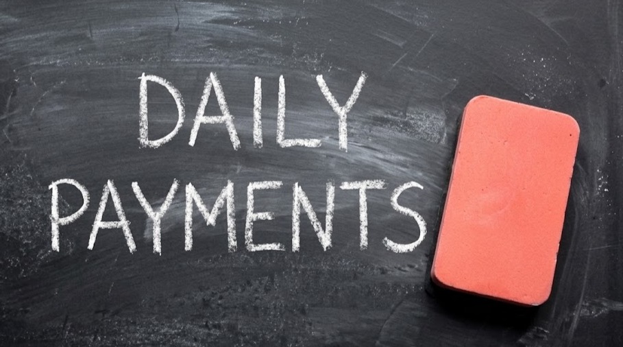 Chalkboard with the words Daily Payments next to an eraser — symbolizing wiping out daily MCA debits